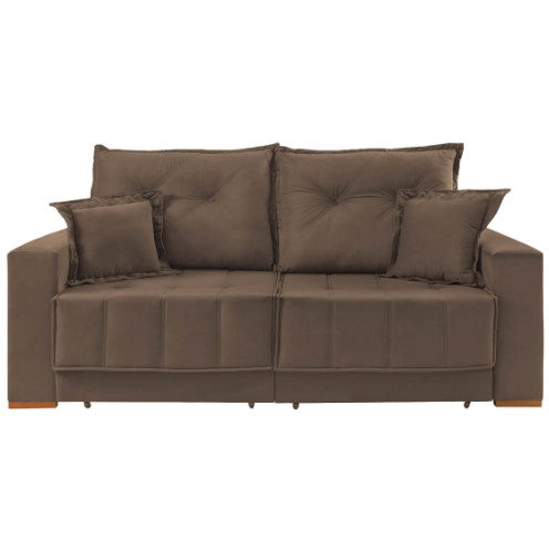 Sofá Pop Retrátil com Almofadas Soltas 3 Lugares Tecido Veludo 200cm Vicam - Móveis furniture