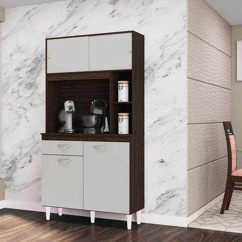 A881.Kit Cozinha Duda 90 4P1G Chocolate.Off White - Móveis furniture