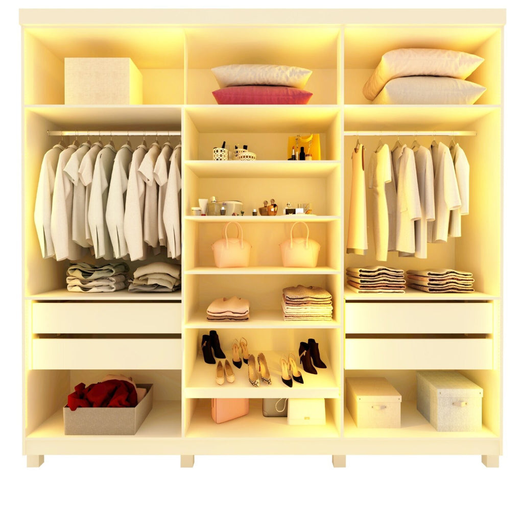 Guarda-Roupa Imperatriz 2,30 m 6 Portas/6 Reflecta Off White – GELIUS