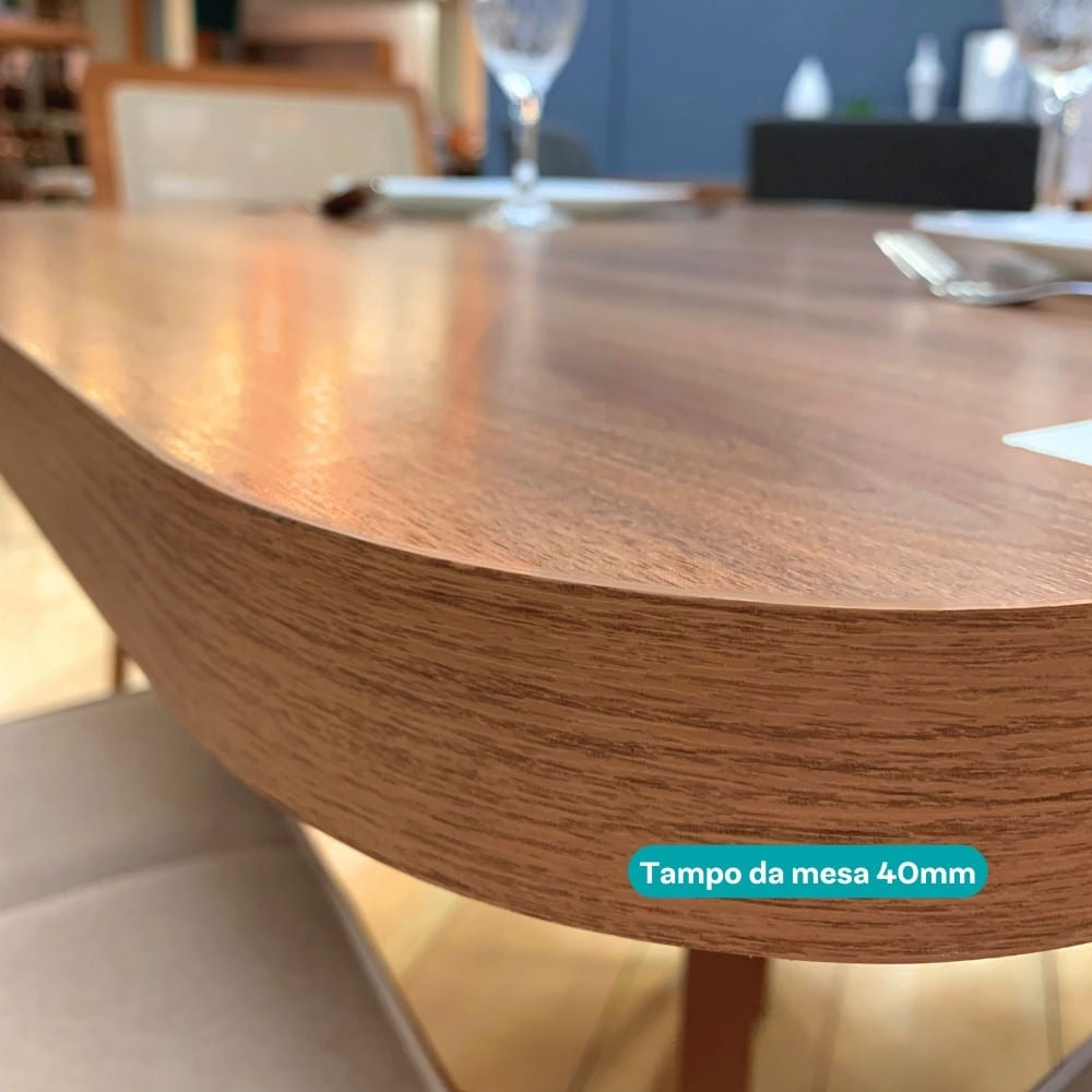 Mesa Átria 1592 Retangular 160 Rosê Cobre/Nogal Freijó – CARRARO MÓVEIS