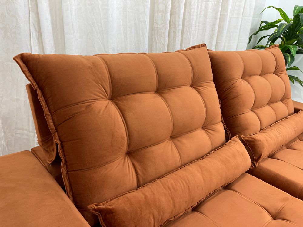 Sofá Retrátil Reclinável Small 2.30m – Terracota Veludão - Móveis furniture