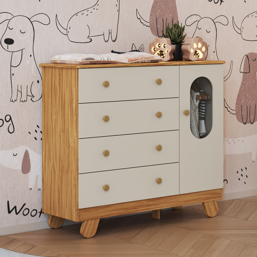 Cômoda Pingo Amêndoa/Off White – PEROBA MÓVEIS