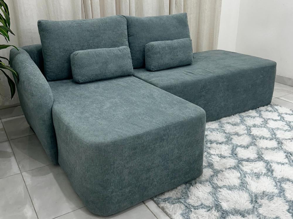 Sofá Orgânico Jade Com Cheise 2.40m – Boucle Verde - Móveis furniture