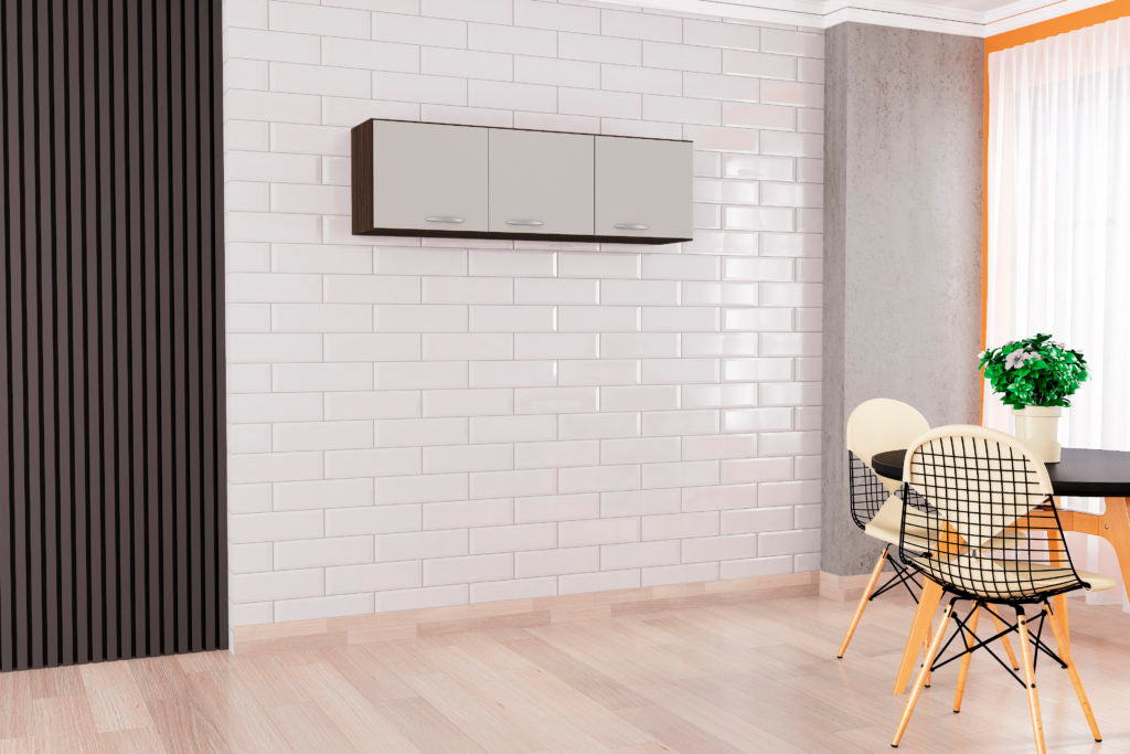 Armário Aéreo 3 portas 843 Chocolate/Off White – POQUEMA - Móveis furniture