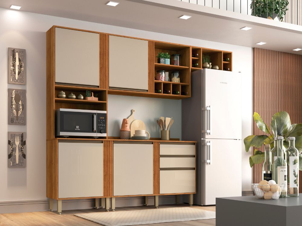 Cozinha Completa Pérola 4 Peças – Cinamomo/Off White - Móveis furniture
