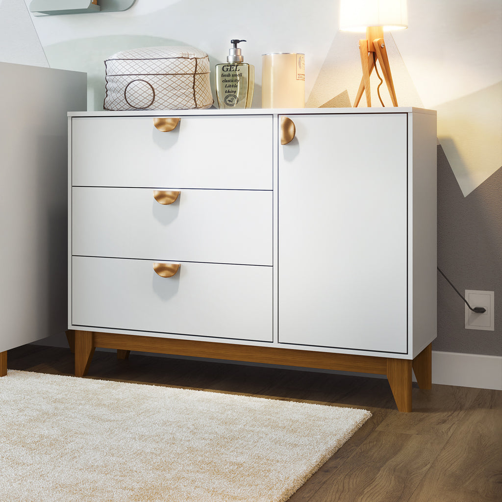 Cômoda 3 Gavetas com Porta Magia Branco – BATROL MÓVEIS
