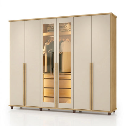 Guarda Roupa Belgica Casal com Led 6 Portas 4 Gavetas Rv Móveis