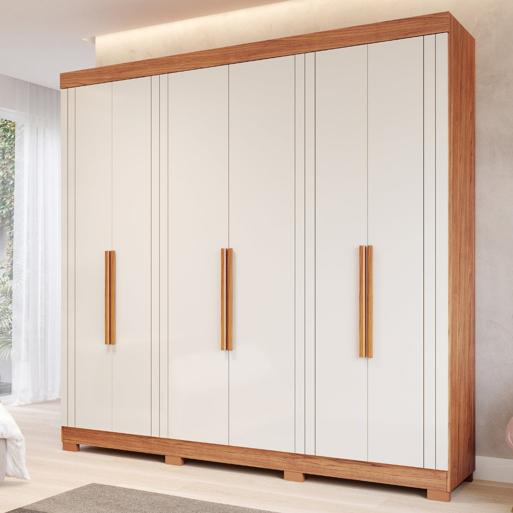 Guarda-Roupa 6 Portas Cecília 2,346 m Cinamono/Off White – PANAN MÓVEIS