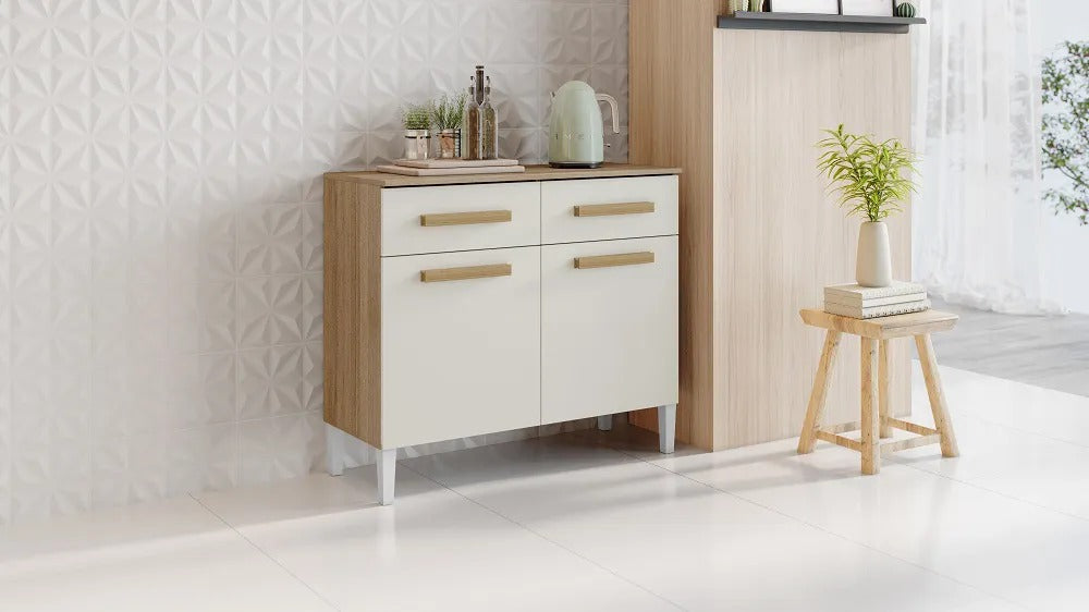 Balcão Para Cozinha Com 02 Portas e 02 Gavetas Juma Aramóveis - Móveis furniture
