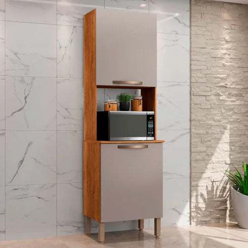 Paneleiro Valencia Torre Quente com 2 Portas Salleto Cinamomo com Off White - Móveis furniture