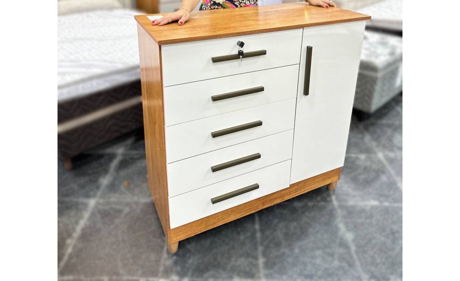 Cômoda com Sapateira Vitória cedro/areia  – RUD RACK