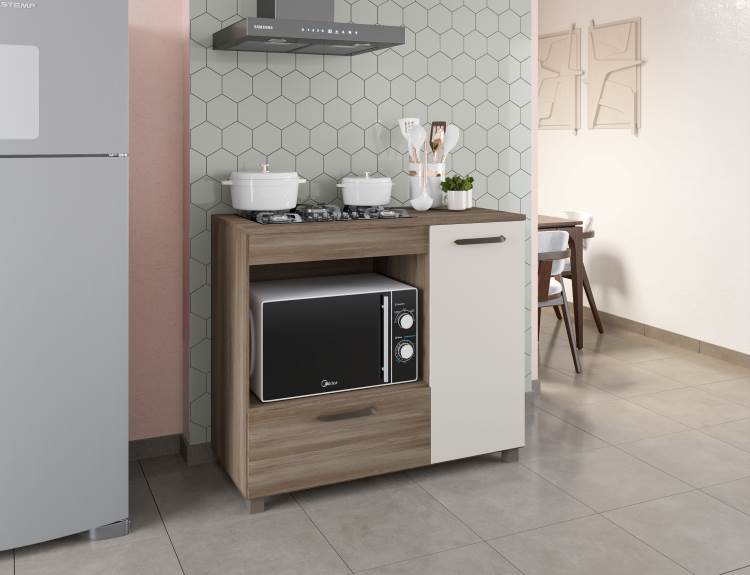 Balcao CookTop Manu Plus 4 Bocas Naturale Off White Moveis Parana