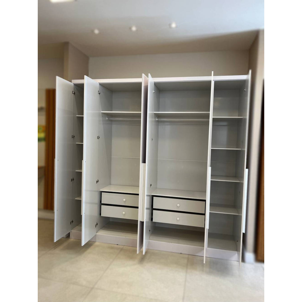 Roupeiro 6 Portas 4 Gavetas Veneza Larg. 2.39m Neve Tcil - Móveis furniture