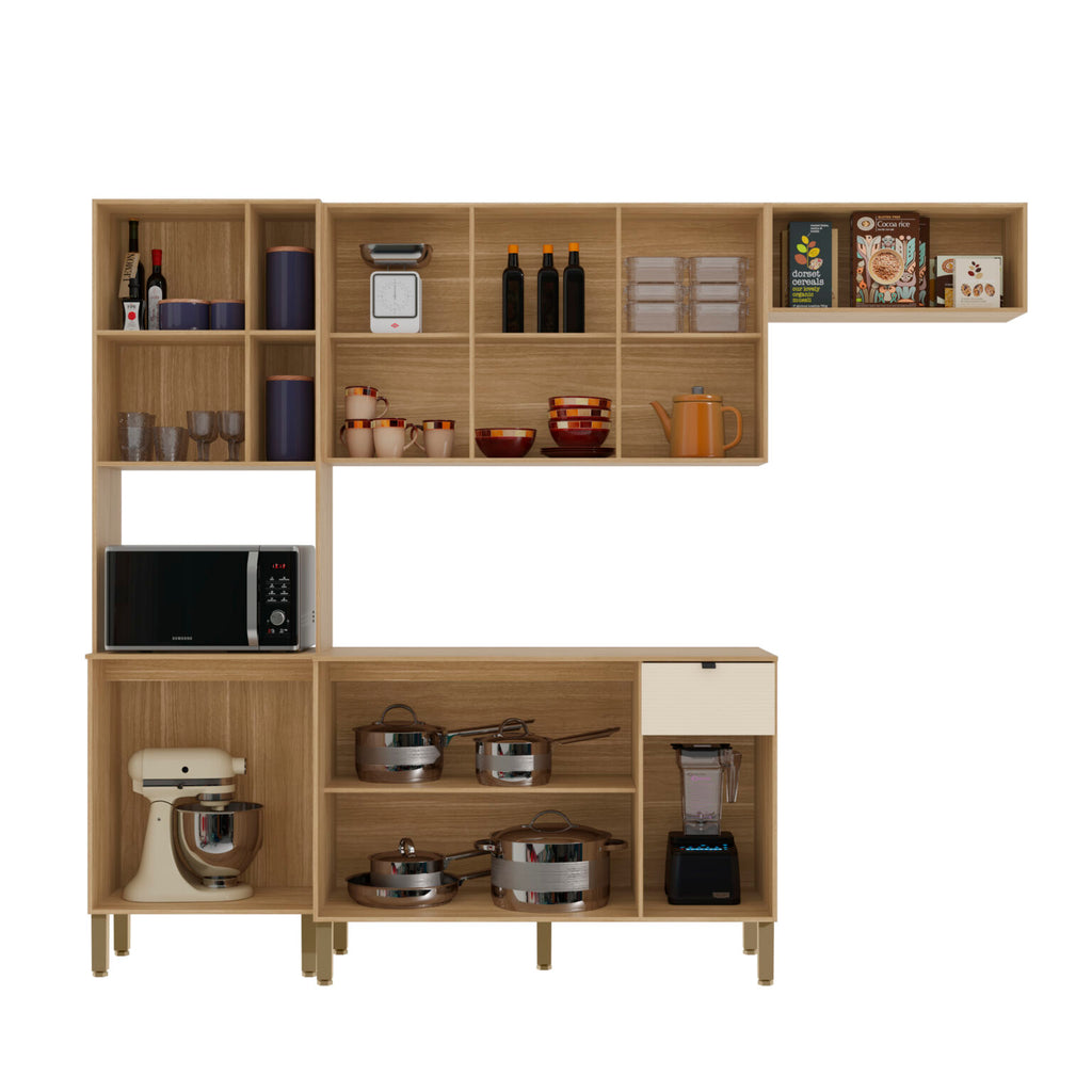 Cozinha Compacta 2,507 m Vert Plus Freijó/Freijó/Soft – KITS PARANÁ