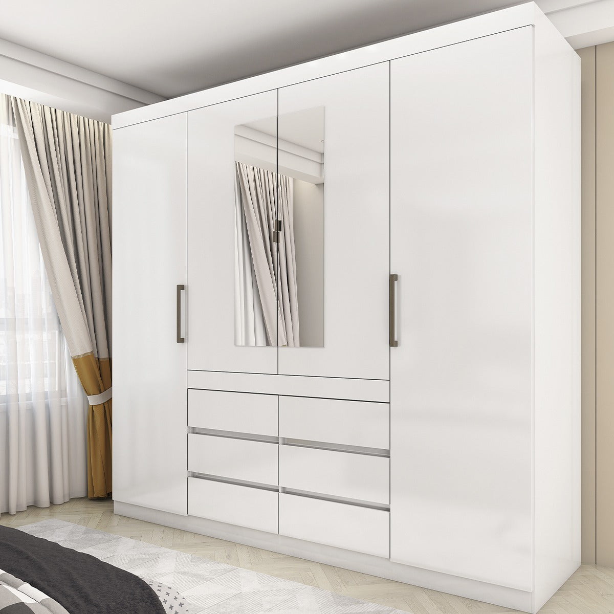 Guarda-roupa 4 Portas Império 2,00 M Branco – Carioca MÓveis