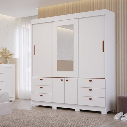 Guarda-Roupa 3 Portas Slide Alice 1,92 m Branco – PANAN MÓVEIS - Móveis furniture