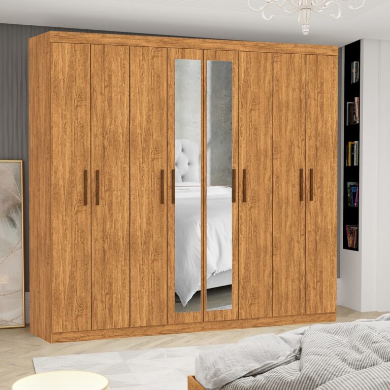 Guarda-Roupa 8 Portas Rubi 2,08 m(Com Espelho)Cinamono – CARIOCA MÓVEIS