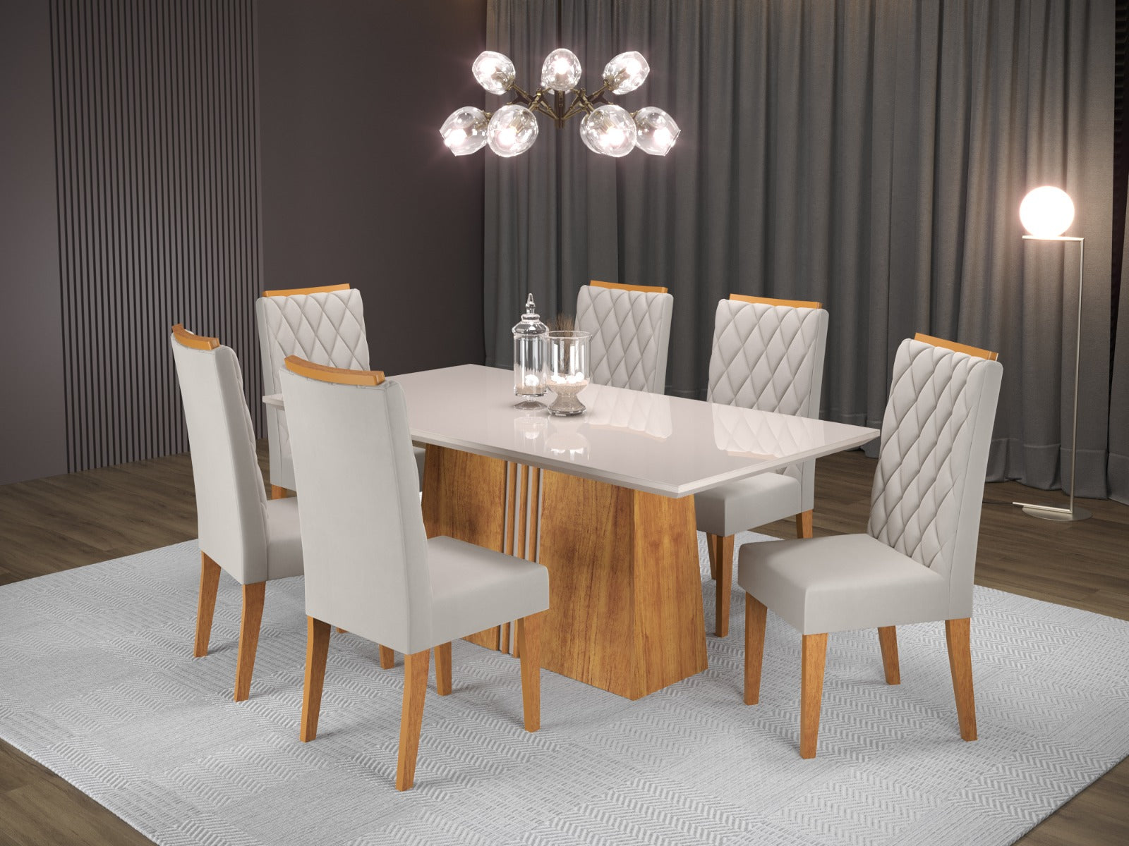 Sala Felice 170 6C Iza Mel Blonde.Off White Vel Marfim - Móveis furniture