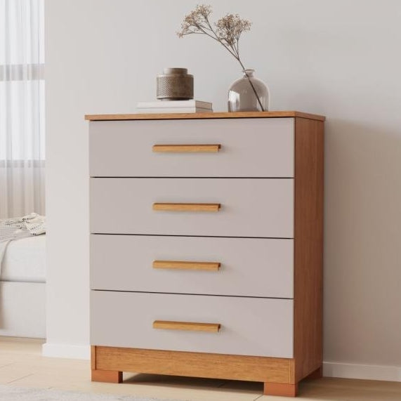 Cômoda 4 Gavetas Lidia Cinamomo/Off White – JCM MOVELARIA