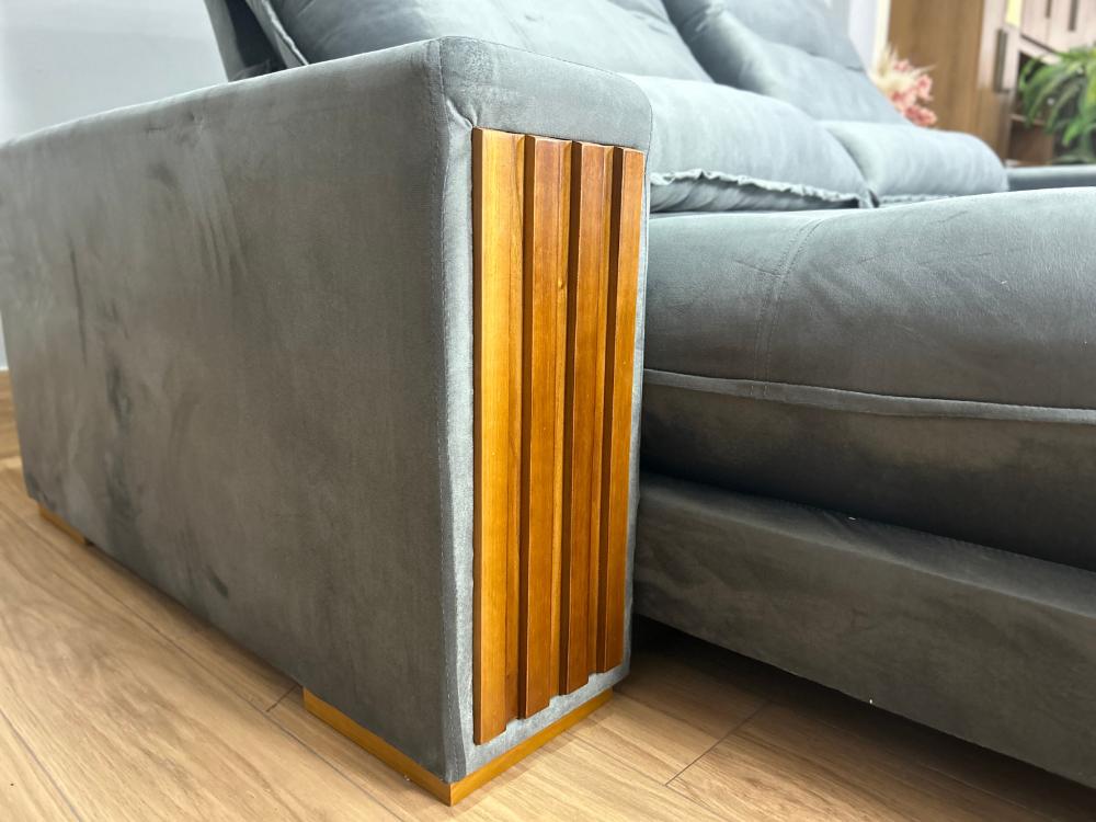 Sofá Retrátil e Reclinável Búzios 2.50m – Cinza Veludo