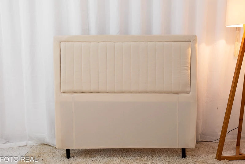 Cabeceira Queen Cintia Veludo Bege Larg. 1.60m