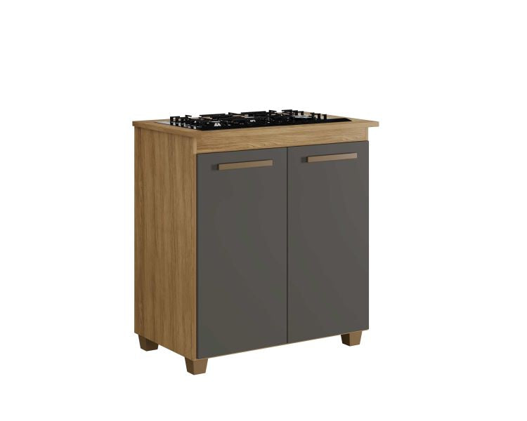 Balcao CookTop Fox 78 4 Bocas com Tampo com Recorte 53,5 x 35 Cinamomo.Grafite Arte Moveis