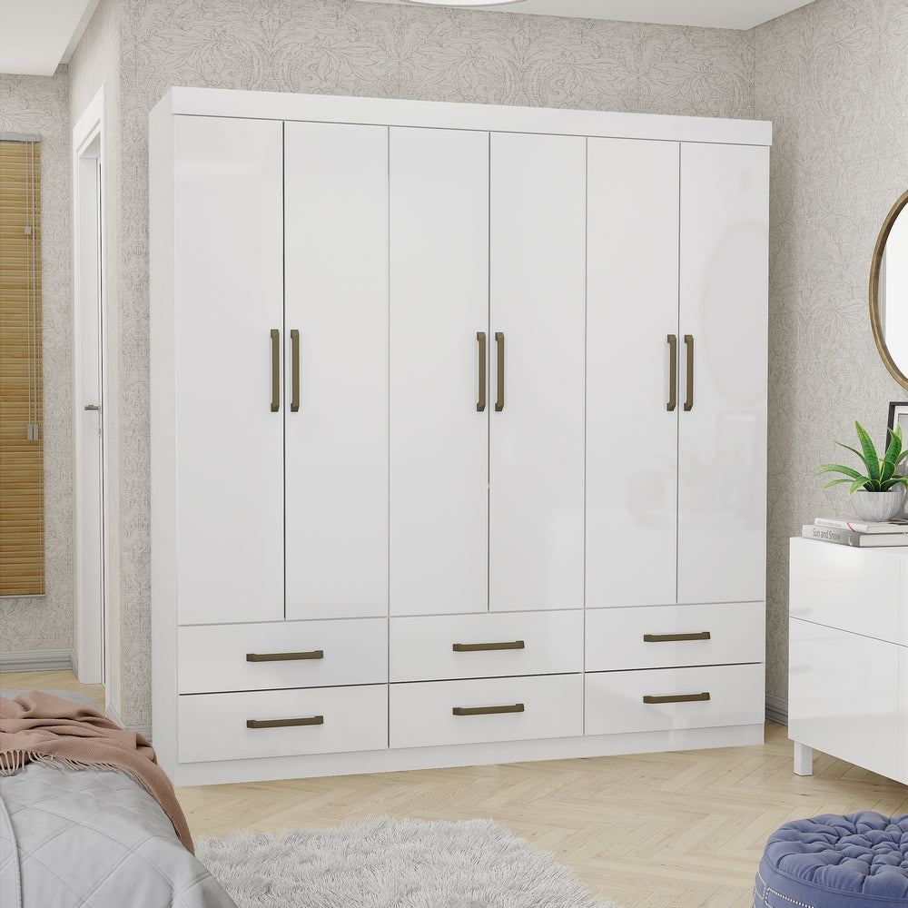 Guarda-Roupa 6 Portas(Sem Espelho/Sem Pes)Dallas 1,53 m Branco – CARIOCA MOVEIS