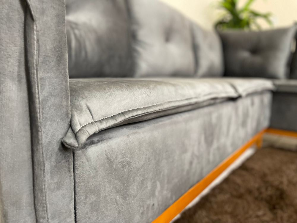 Sofá de Canto 2 x 3 Lugares Malibu – Cinza Veludo - Móveis furniture