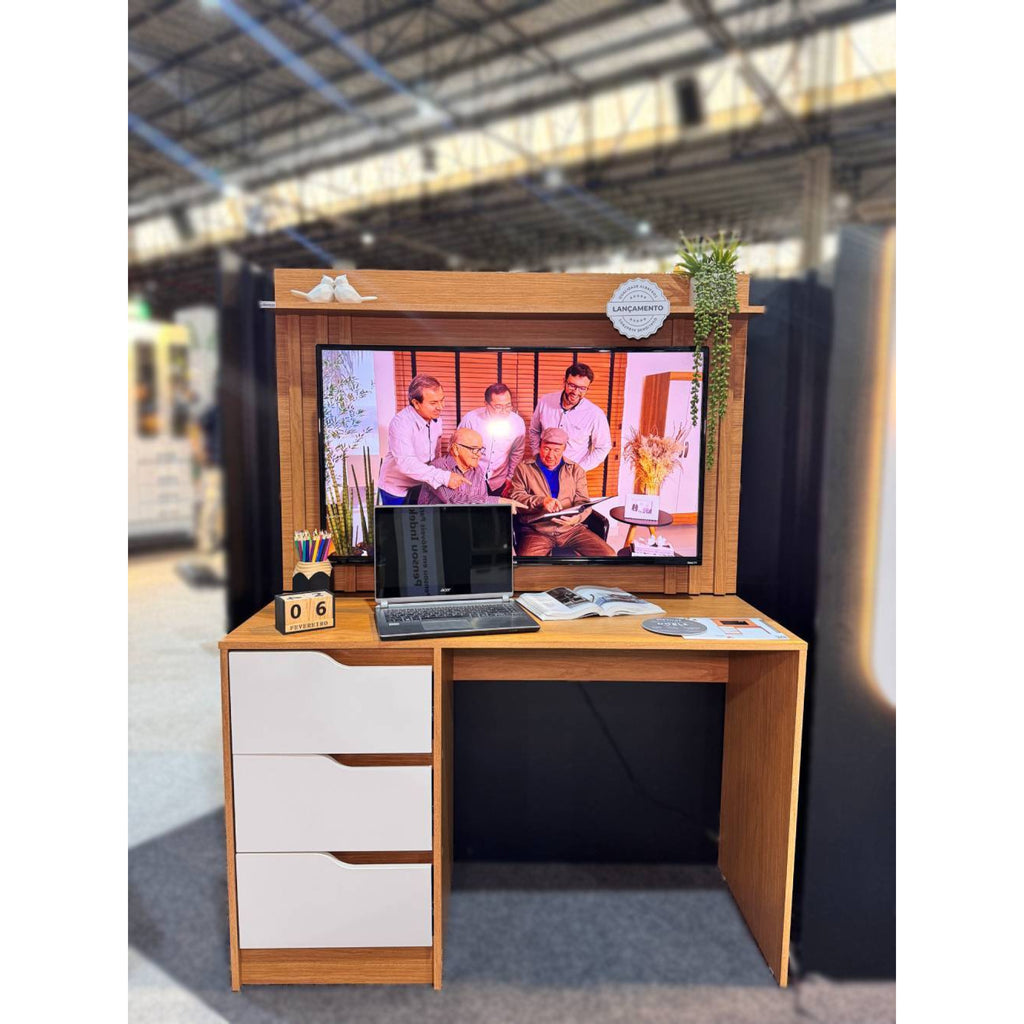 Escrivaninha com Painel Doble Cinamono/Off White – MÓVEIS ALBATROZ