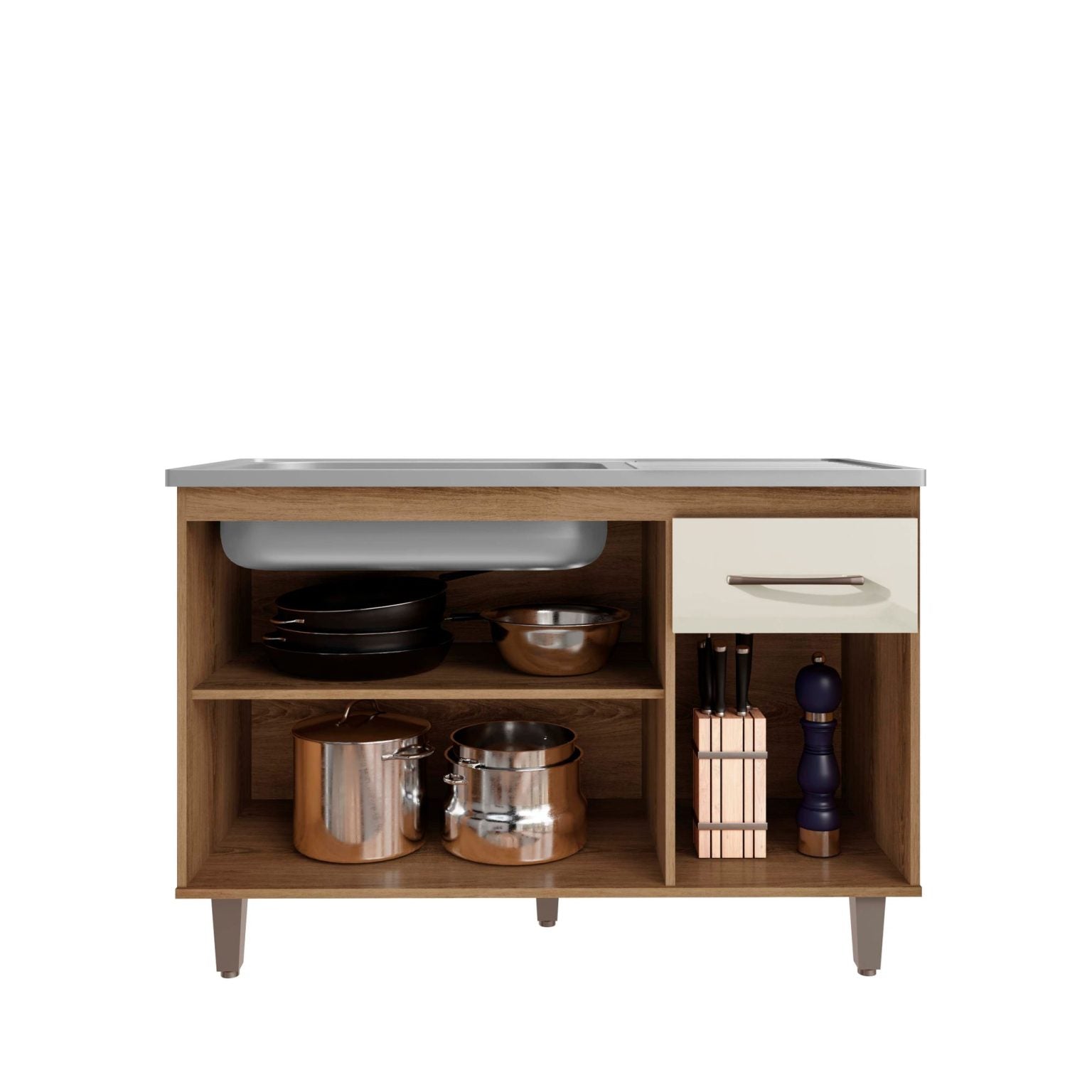 Balcão de cozinha França para pia 1,18 – Mel/Areia