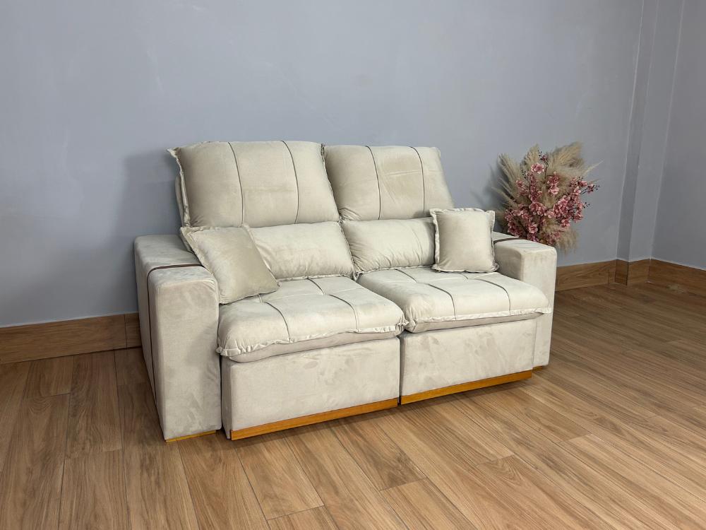 Sofá Retrátil Reclinável Oásis 1.80m – Bege Veludão