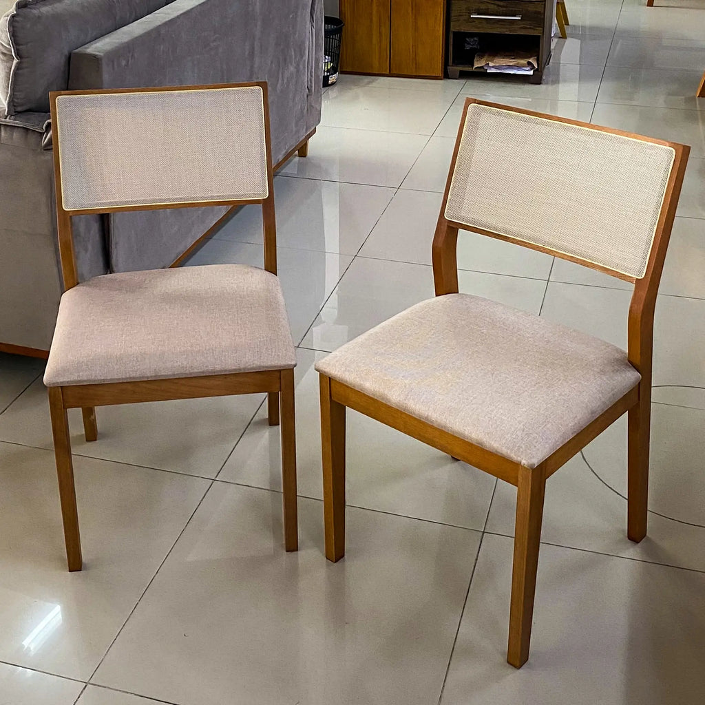 Kit 4 Cadeiras Viena Madeira Tecido Linho HR