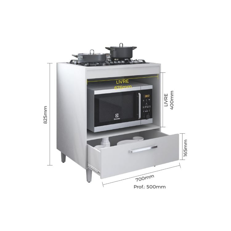 Balcao CookTop Jade 4 Bocas 1N1G Branco Moveis Parana
