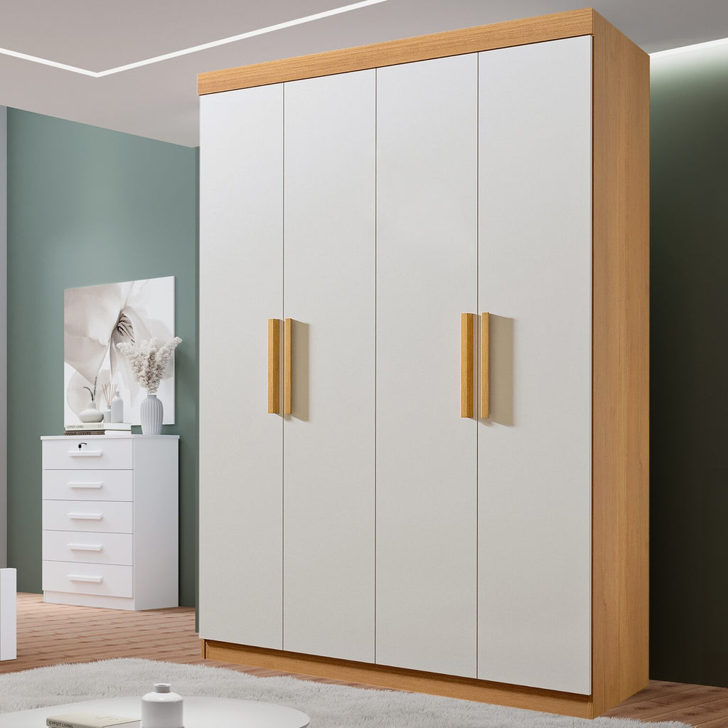 Guarda-Roupa 4 Portas Colibri 1,38 m Cinamono/Off White – D’DORO MÓVEIS