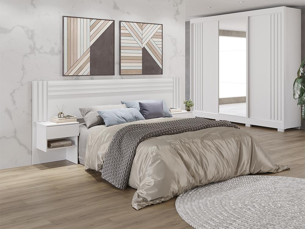 Cabeceira Box Jade Branco Salleto casal quen - Móveis furniture