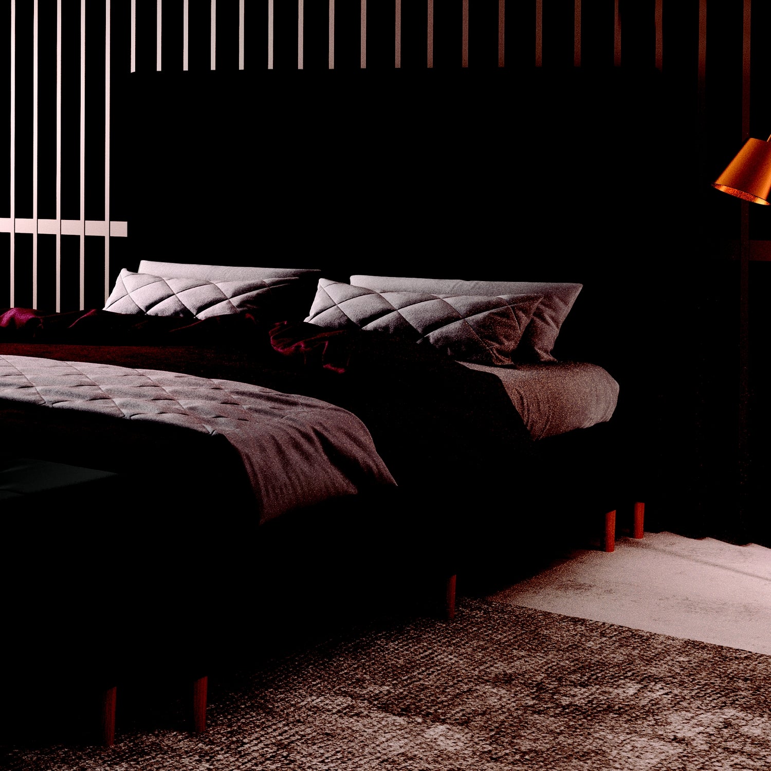 Cabeceira Casal Turim Veludo Preto B013 – LARMÓVEIS/TREVO ESTOFADOS