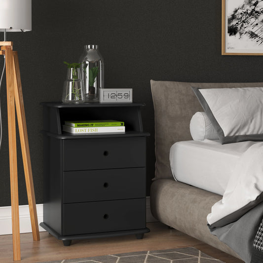 Mesa de Cabeceira Luxo 1N3G Preto EJ Moveis