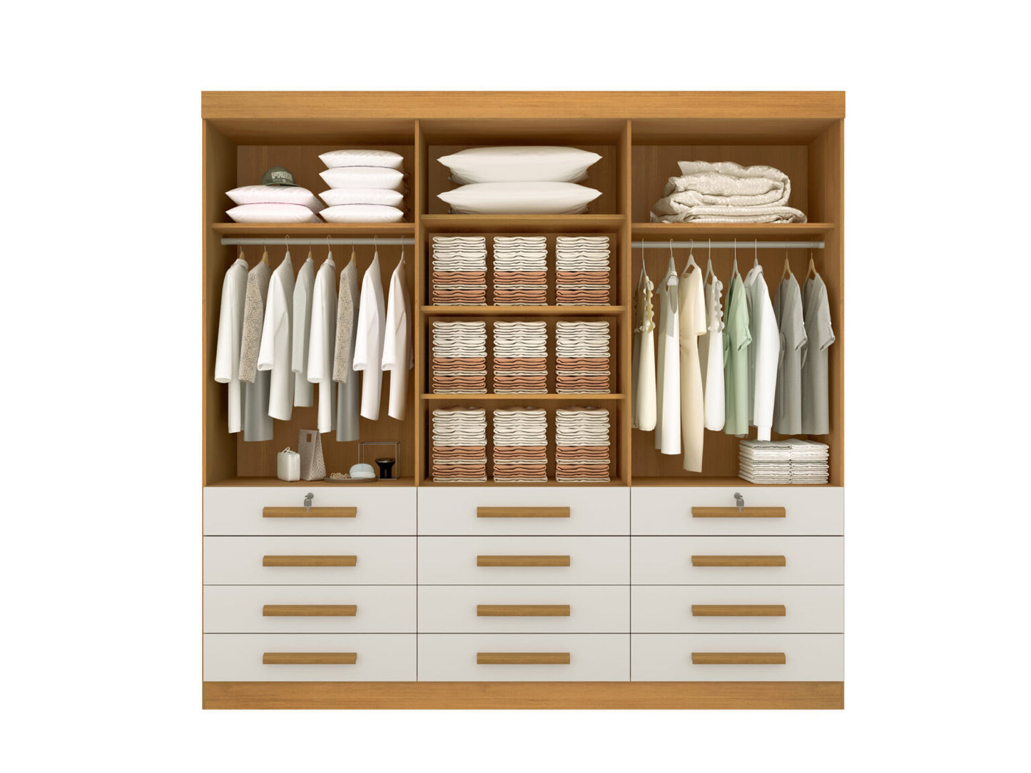 Guarda-Roupa Mônaco 6 portas e 12 gavetas – Cinamomo/Off White