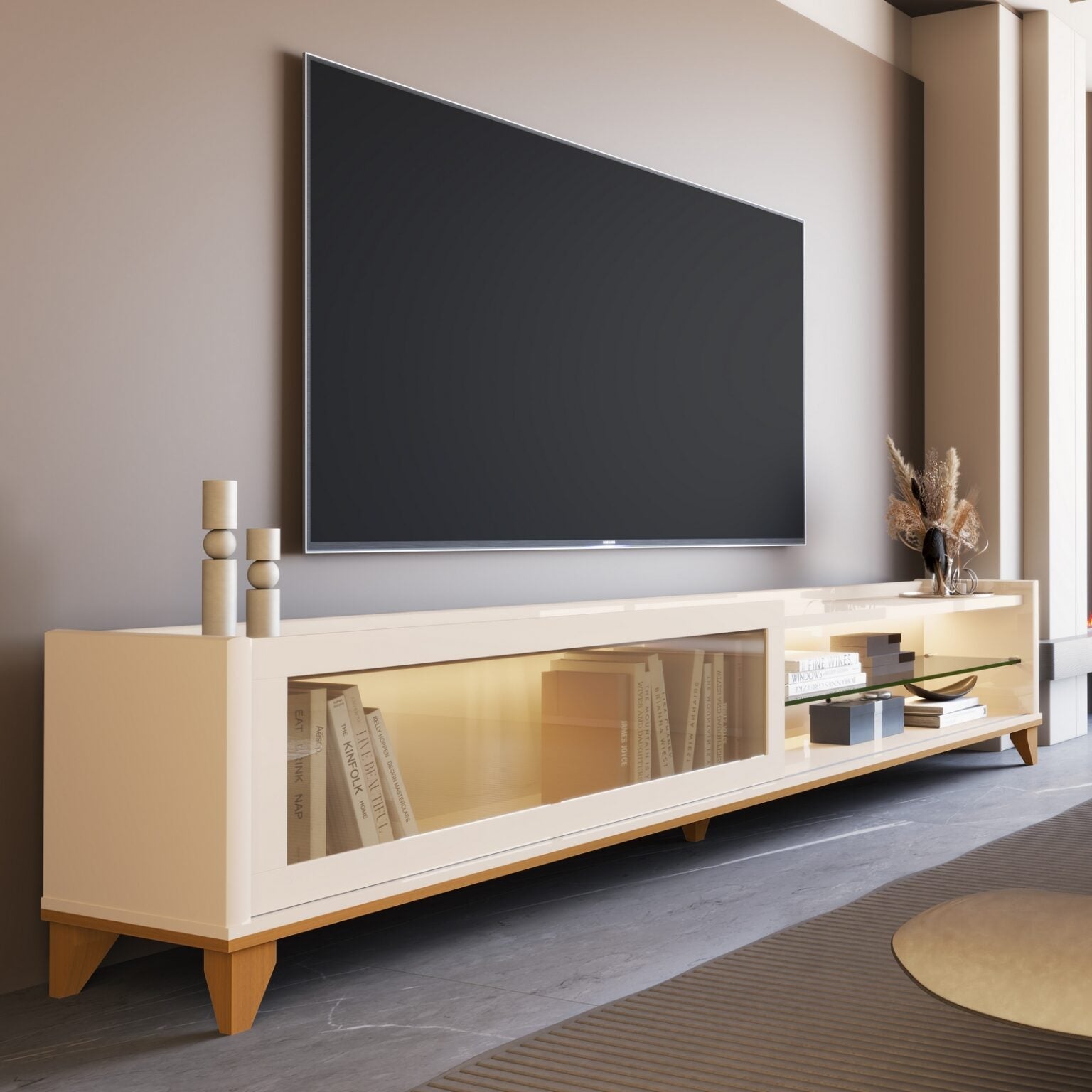 Rack até 75″ Vellaro 2.2 Off White – EDN MÓVEIS