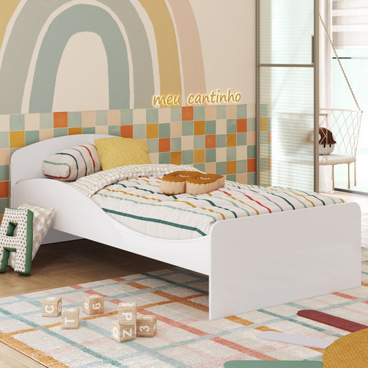 Cama Solteiro Lua Branco Brilho – PEROBA MÓVEIS