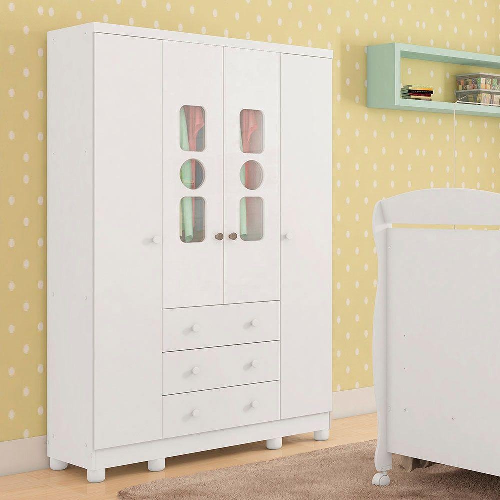 Guarda-Roupa 4 Portas Tedy Branco Brilho – PEROBA MÓVEIS