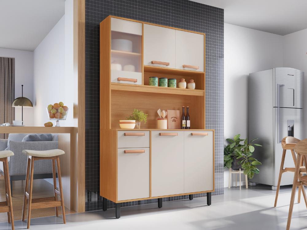 Armário Kit de Cozinha Nápoles 1,20m – Cinamomo/Off White - Móveis furniture