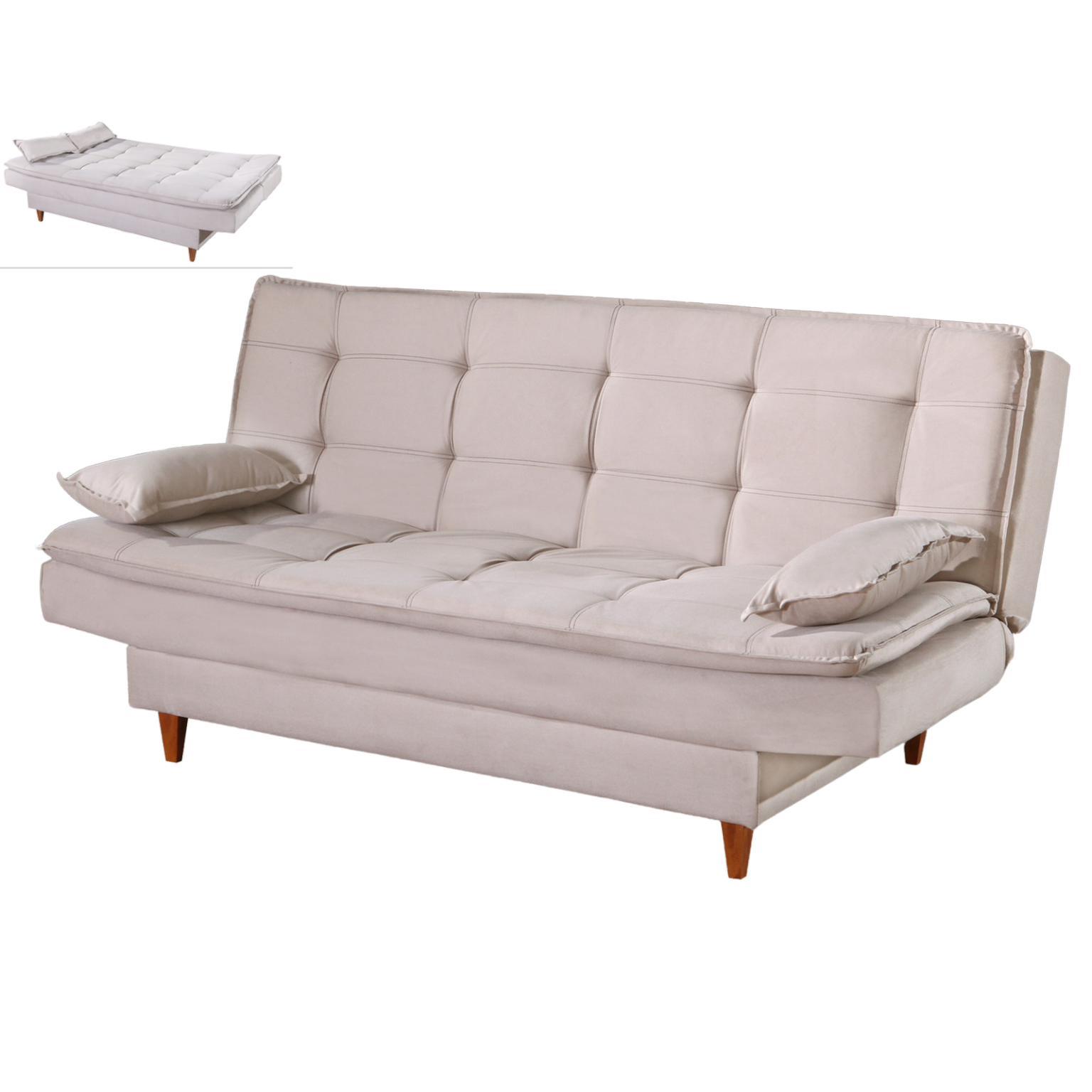 Sofá Cama Premium 1,80 m Bege – LUXURY ESTOFADOS - Móveis furniture