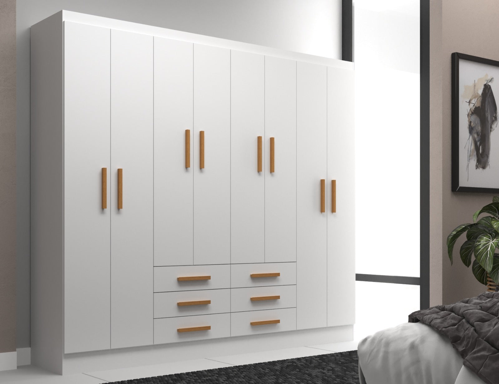 GUARDA ROUPA PARIS 1.85 COM 8 PORTAS 6 GAVETAS – EVIDÊNCIA BRANCO