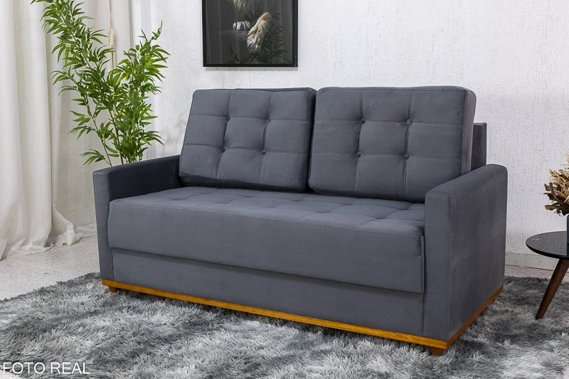 Sofá 3 lugares Living Áustria Veludo Grafite A15 Larg. 1.70m