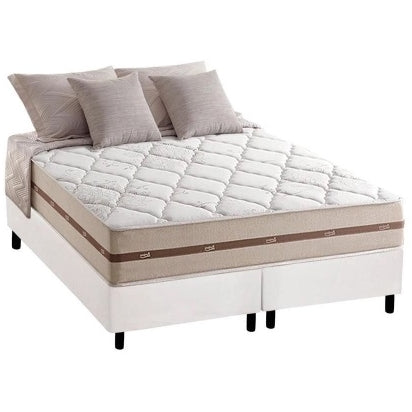 Colchão Queen Classic Superlastic Marrom + Base Box Simples Avalon Branco – ANJOS + AVALON - Móveis furniture