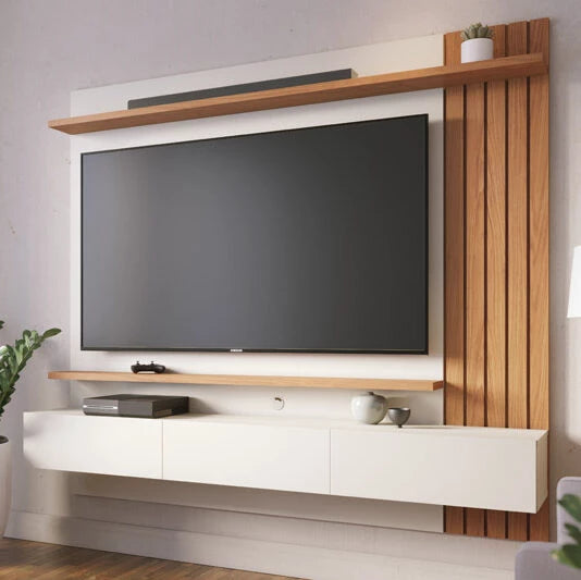 Home Suspenso Juriti Larg. 1.80m para TV até 70 Polegadas Off White/Freijó Colibri - Móveis furniture