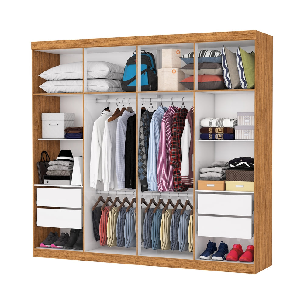 Guarda-Roupa 8 Portas Rubi 2,08 m(Com Espelho)Cinamono/Branco – CARIOCA MÓVEIS