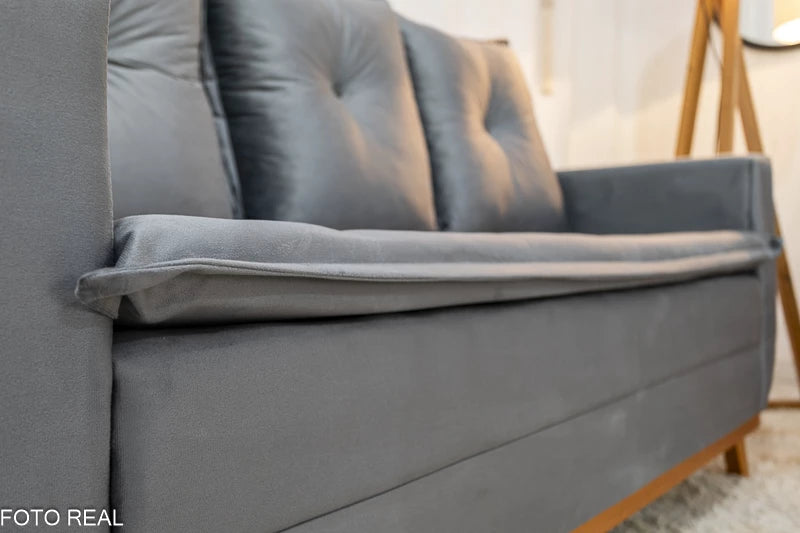 Sofá Recife 3 lugares Veludo Cinza - Móveis furniture