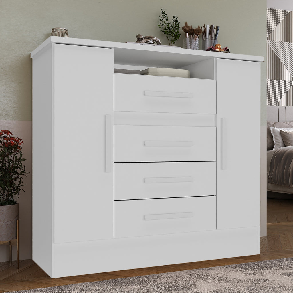 Cômoda 4 Gavetas e 2 Sapateiras Laguna 11CO2430 Branco – RODIAL MÓVEIS